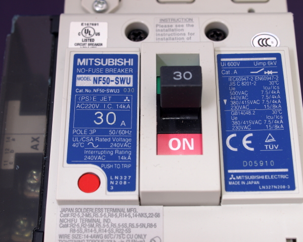 (商品画像) AC200V 30A 三菱電機 ノーヒューズブレーカー NF50-SWU