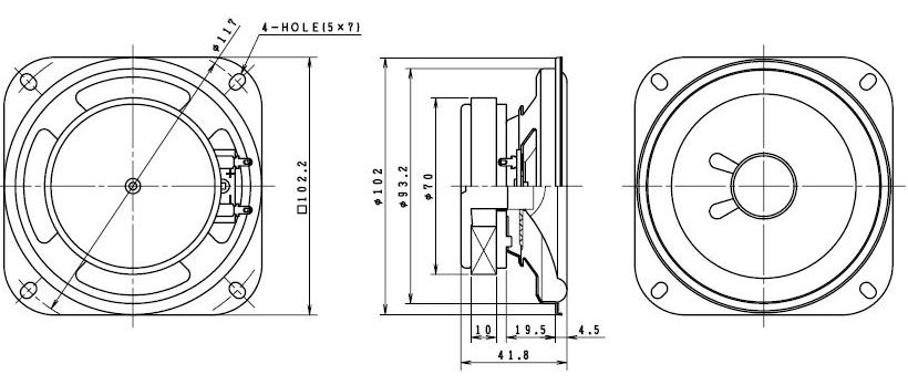 8Ω12W 10cm Toptone フルレンジスピーカーユニット F100G112-6 ペア