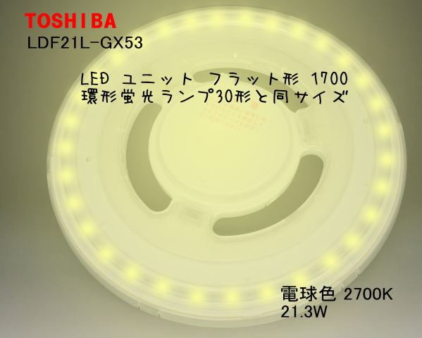 AC100V LED リングライト TOSHIBA LDF21L-GX53 電球色 2700K
