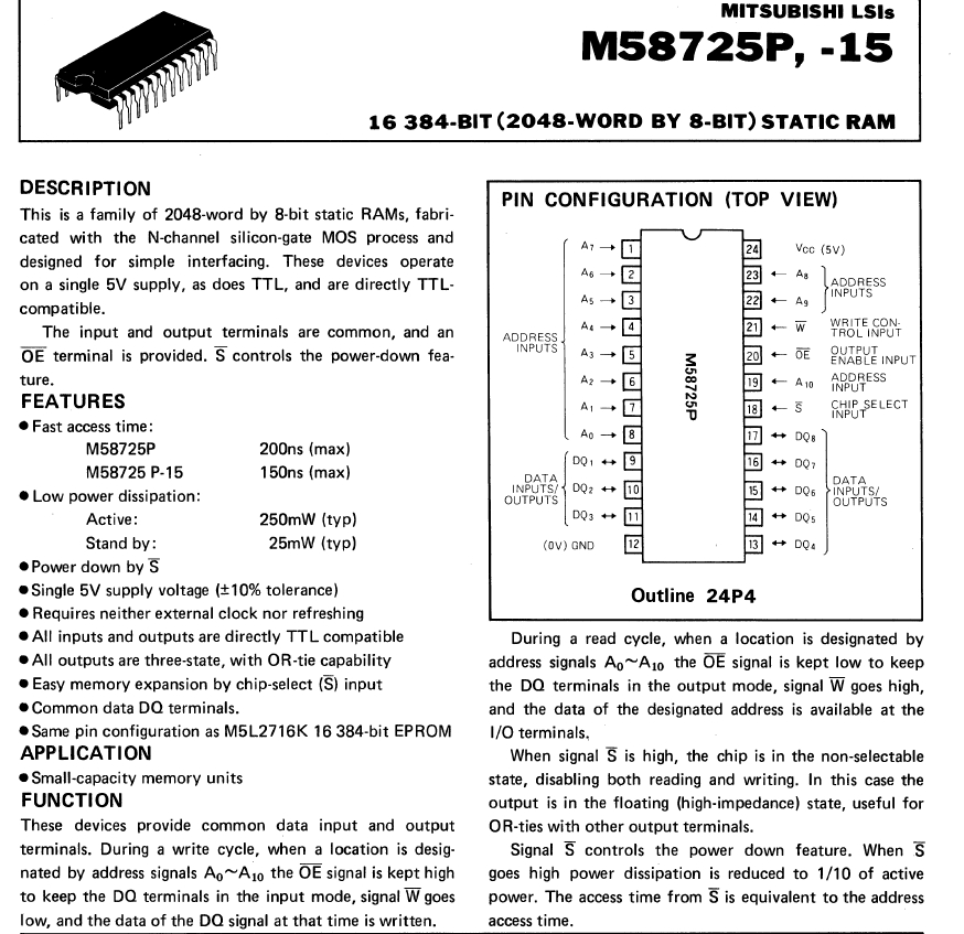M58725P 2K × 8bit SRAM [SLCN1390] - 440円 通販 通信販売【ボントン】